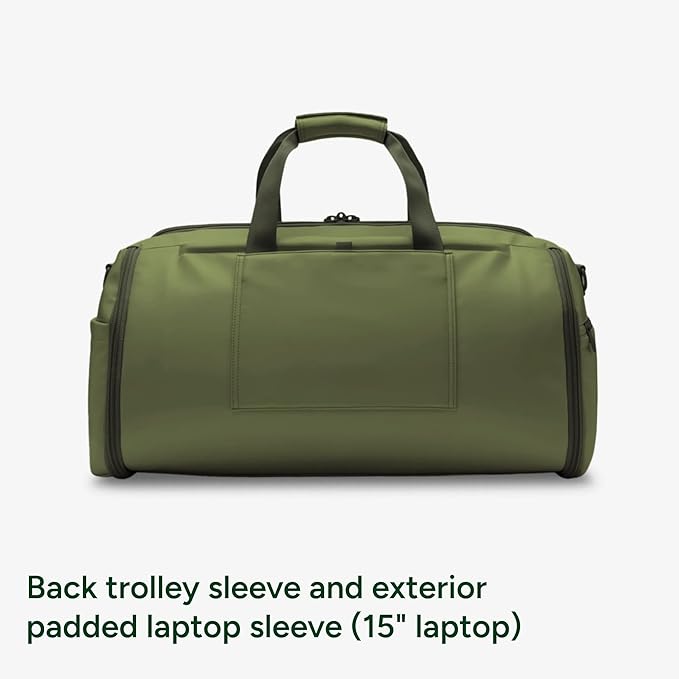 Halfday Convertible 2-in-1 Vegan Leather Premium Garment Duffel Weekender Bag 45L | Carry-On, Wrinkle-Free Travel, Hanging Suit Compartment, Shoe Pockets, Trolley Sleeve, Leaf
