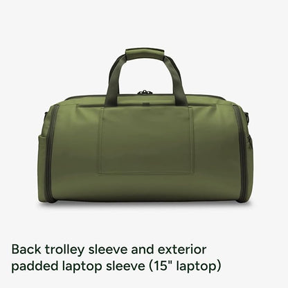 Halfday Convertible 2-in-1 Vegan Leather Premium Garment Duffel Weekender Bag 45L | Carry-On, Wrinkle-Free Travel, Hanging Suit Compartment, Shoe Pockets, Trolley Sleeve, Leaf