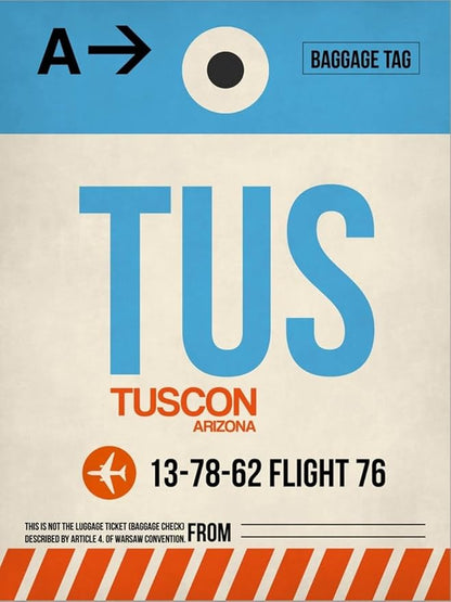 ART.COM Stretched Canvas Print TUS Tuscon Luggage Tag I by NaxArt, 12" x 16"