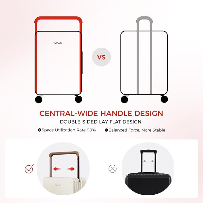 TUPLUS Suitcase ABS Hard Shell Luggage with 4 Spinner Wheels Hold Check in Travel Case, Balance Series