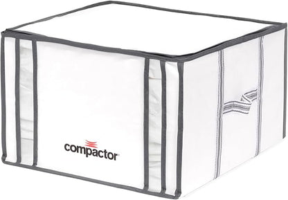 Compactor Vacuum Bags + Semi-Rigid Box, Space Saving Storage Bags, Seal Bags Compression for Comforters and Blankets, Sealer Clothes Storage, Size M, 125L | White