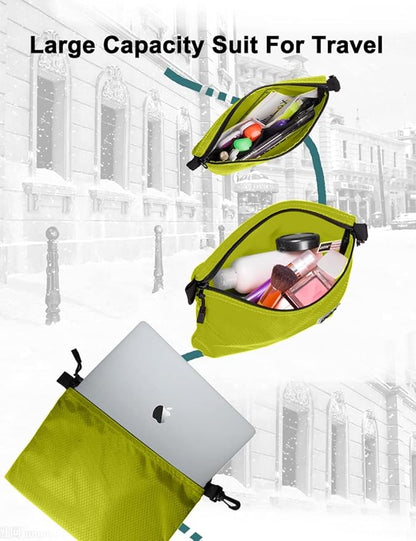 GOX 3 Pack Travel Toiletry Bag for Men Carry On Packing Organizer Zipper Pouch Portable Cosmetic Pouch Accessory Document Electronics (Green)