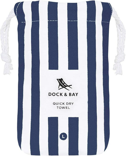 Dock & Bay Beach Towel - Quick Dry, Sand Free - Compact, Lightweight - 100% Recycled - Includes Bag - Cabana - Whitsunday Blue - Large (160x90cm, 63x35)