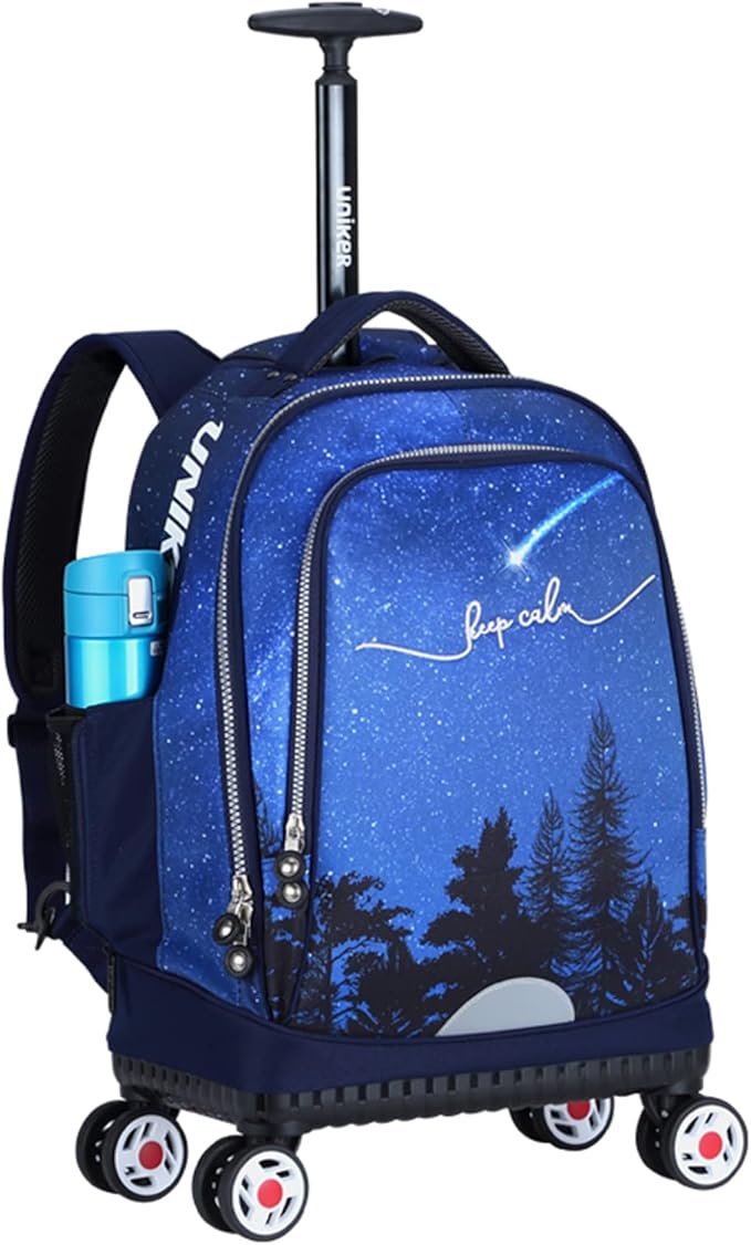 UNIKER Rolling Backpack with Wheels for Travel, Roller Backpack for Women, Wheeled Laptop Bag Fits 15.6 Inch Notebook