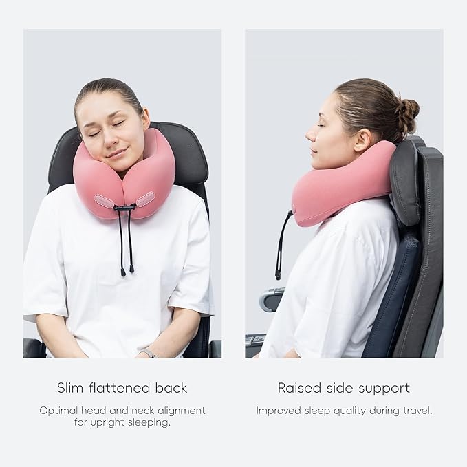 Neck Pillow for Travel Memory Foam Design Models Pillows with Zero Eye Pressure 3D Eye Mask and Compact Bag Traveling Essentials Plane Car Flight Rest Sleeping Use Adult, Pink