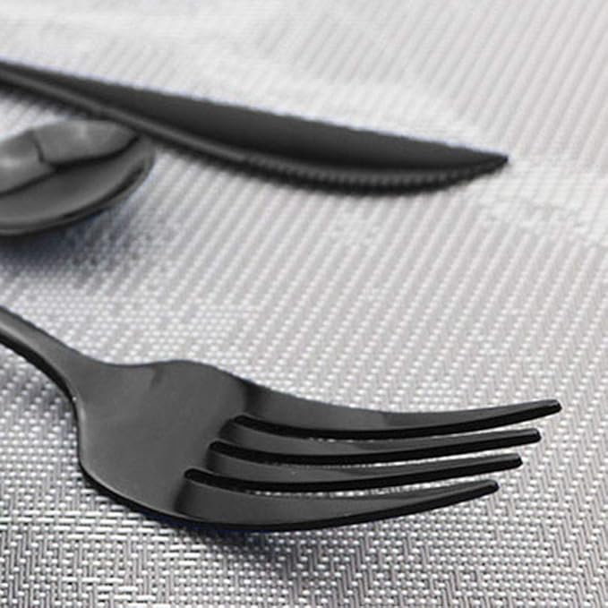 Shiny Black Silverware Set, JASHII 30-Piece Stainless Steel Satin Finish Flatware Set, Kitchen Utensil Set, Mirror Polished Tableware Cutlery Set for Home and Restaurant, Dishwasher Safe