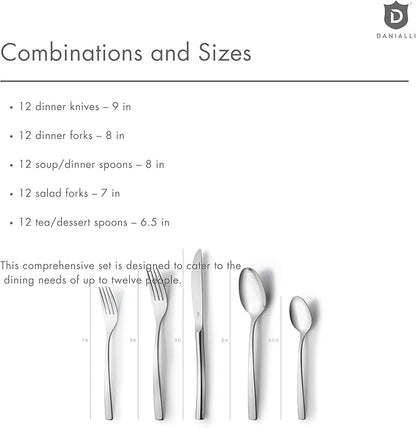 Modern Sleek Silverware Set - 18/10 Stainless Steel Flatware Set for Elegant Dining - Dishwasher Safe Cutlery Set -Built to Last Commitment (60-Piece)