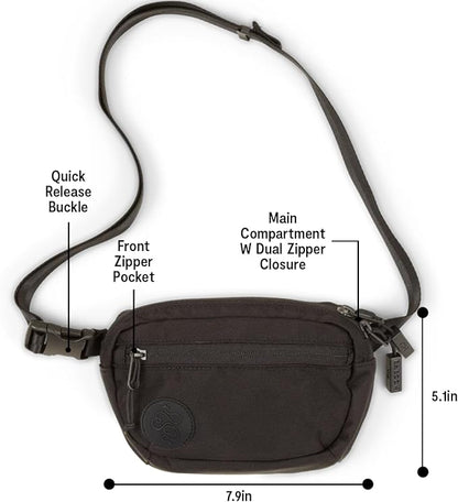 Baboon to the Moon Fanny Pack - Trendy, Compact, Water-Repellent Waist Bag in Multiple Colors and Sizes for Men and Women (Black, Mini (1.5L))