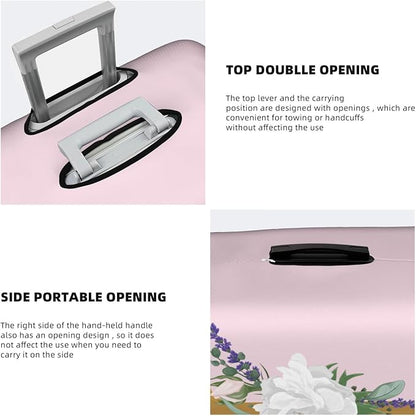 Flower Lette J Pink Luggage Cover Elastic Washable Stretch Suitcase Protector Anti-Scratch Travel Suitcase Cover for Kid and Adult L (25-28 inch suitcase)