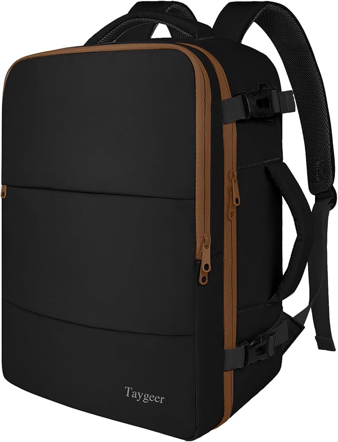 Taygeer Backpack for Women, Carry on Backpack with Laptop Compartment & Shoe Pouch, 35l Travel Laptop Mochila Carry On Luggage, Airline Approved Personal Item Bag For Weekender Gym Hiking, Black Khaki