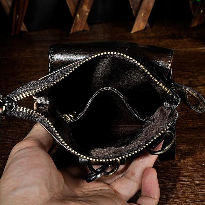Versatile Cowhide Small Messenger Bag for Men Genuine Leather Waist Pack for Daily Use and Outdoor Activities