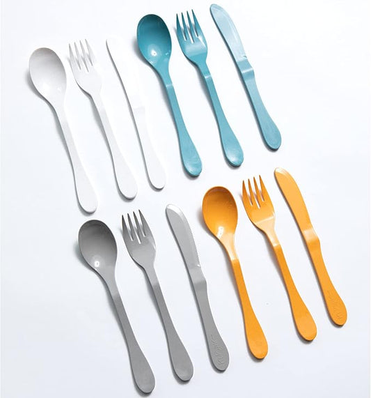 KNORK Eco 12 Piece (Fork, Knife, Spoon) Plant Based Bamboo Cutlery Reusable Flatware Set (Pack of 12)