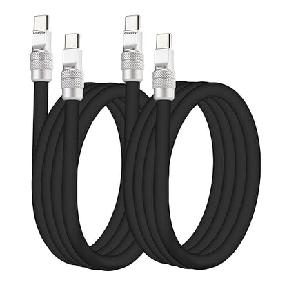 chubbycable USB C Cables 2 Pack [3.3ft + 6.6ft], 240W Fast Charging Cable Soft Silicone C to C Charger Cord Compatible with iPhone 17-15 Series, MacBook, Samsung, iPad, Black, Type-C to Type-C