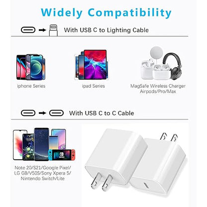 iPhone 16/15 Fast Charger Block, USB Type C Wall Charger 2Pack 20W PD Charging Brick Power Adapter Plug Box for Apple iPhone 16 Pro Max/iPhone 15 Plus/iPhone 14 Pro Max/14 Plus/13 Pro/12 Pro/Mini/iPad