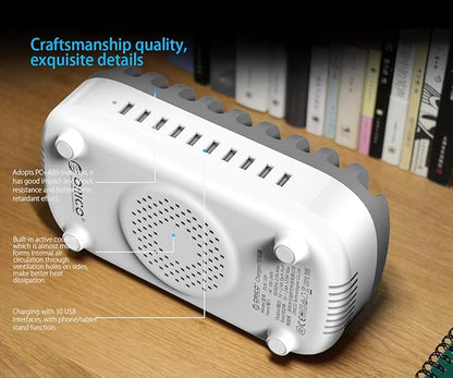 ORICO USB Charging Station, 120W Charging Docking Organizer for Multiple Devices, 10-Ports USB Charging Station Compatible with iPad, iPhone, Tablet, Kindle and Cell Phones (Cables not Included)