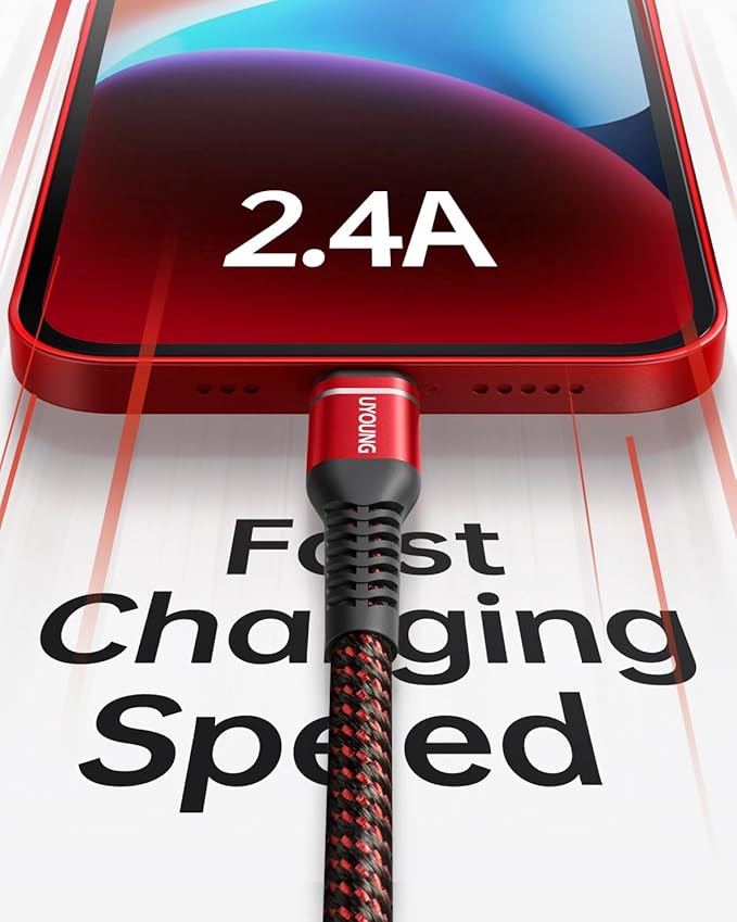 UYOUNG 3 FT iPhone Charging Cable MFi Certified 3 Pack 3 Foot Lightning Cable Fast USB Nylon Braided Charger Cord Compatible with iPhone 14/13/12/11/X/XS/XR/XS Max/8/7/6/5S/SE/iPad