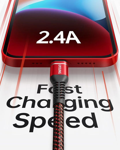 10 FT iPhone Charger [Apple MFi Certified] 3 Pack 10 Foot USB Fast Lightning Cable Long Nylon Braided Charger Cord Compatible with iPhone 14/13/ 12/11/X/XS/XR/XS Max/8/7/6/5S/SE/iPad Pro/Mini/Air