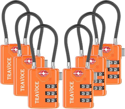 TSA Approved Luggage Locks, Travel Locks Which Also Work Great as Gym Locks, Toolbox Lock, Backpack and More, Orange 6 Pack