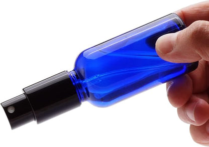 YIZHAO Blue Glass Spray Bottles 2oz, with Small Fine Mist Spray, Metal Cap, Refillable for Essential Oil,Travel,Cleaning,Perfume,Aromatherapy,Makeup – 6 Pcs