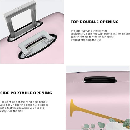 Flower Lette V Pink Luggage Cover Elastic Washable Stretch Suitcase Protector Anti-Scratch Travel Suitcase Cover for Kid and Adult M (22-24 inch suitcase)