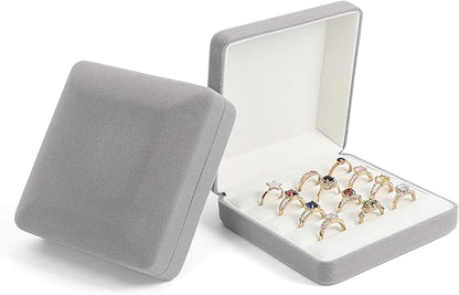 Small velvet Ring Organizer Box, Portable Rings Jewelry Holder Case, Modern Ring Storage Tray Fit for Women, Girl for Travel (grey)