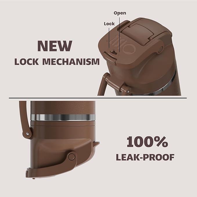 OISIZ Insulated Water Bottle 24 oz with 2 in 1 Spout and Straw Lid,One Click Safety Lock,100% Leakproof,Keep Cold 24H,Vacuum Stainless Steel Water Bottle for School,Travel and Sports,Dishwasher Safe