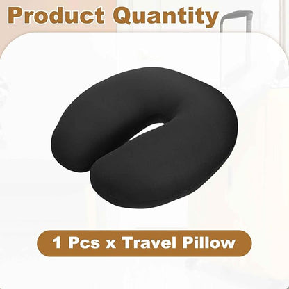 HARFINGTON Travel Pillow Airplane Neck Pillow U-Shaped Filled with Foam Beads Stuffable Classic for Sleeping Neck Chin Lumbar Support, Black