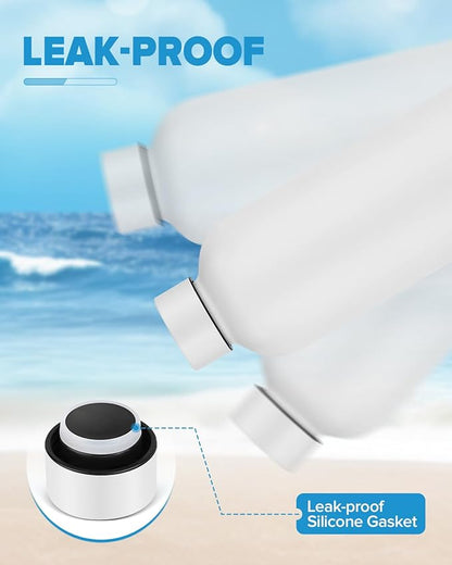 Insulated Water Bottle with Lid, 25 oz Reusable Leak-Proof Metal Stainless Steel Water Bottles for Travel, Sports, Gym, Outdoor (White)