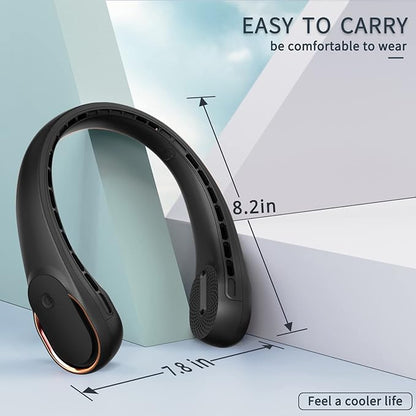 Neck Fan, Bladeless Neck Fan, 4000 mAh Rechargeable Personal Fan, 360° Hands Free Wearable Fan, 3 Speeds Adjustable,Faster Cooling, Ultra Quiet, Suitable for Home, Office, Travel, Sports