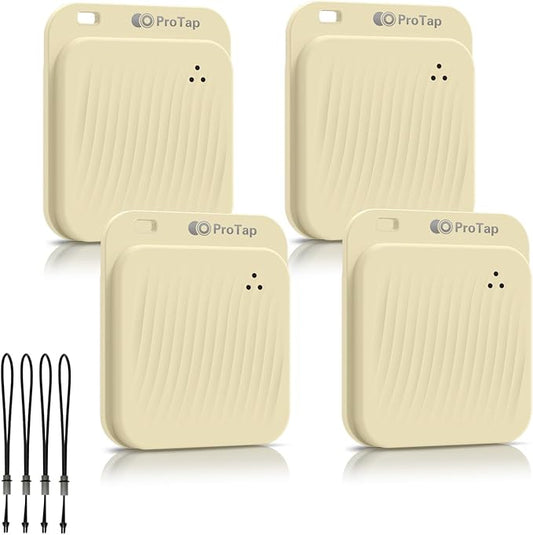 4 Pack Air Tracker Tags (iOS Only), Bluetooth Tracker for Apple Find My App, Replaceable Battery, Item Finders and Locator Smart Tag for Keys, Bags, Luggage, Wallet- Khaki