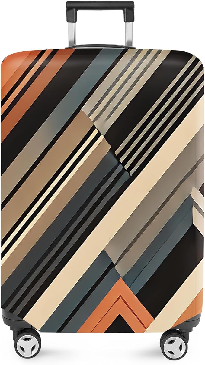 ANNA QUEEN Modern Geometric Luggage Cover, Abstract Striped Suitcase Protector for 28-30 Inch, Durable, Stretchable Travel Cover, Stylish & Washable Luggage Sleeve