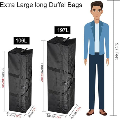 Travel Duffle Bag,Foldable Extra Large Duffel Bags,carry on Travel Bag For Men And Women Camping/Moving Boxes/Airplanes/Hospital/Tent (106 Liter, Black)