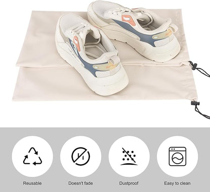 LAKE OF FIRE 8 Pcs Single Shoe Bags for Travel - 18"X9" Packing Shoe Travel Bags for Suitcase, Shoes (Beige)