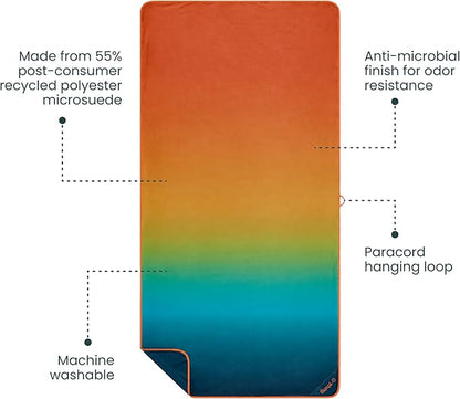 Rumpl Tech Towel Quick-Dry Towel for Travel, Beach, and Camp, Baja Fade
