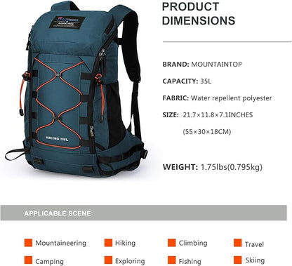 MOUNTAINTOP Hiking Backpack 35L Travel Backpack Lightweight Daypack for Men&Women Outdoor Camping