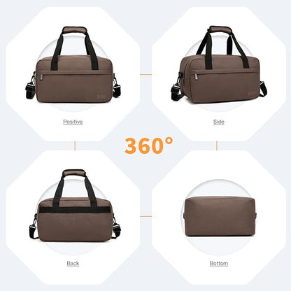 Kono Travel Duffel Bag 14L Under Seat Carry-on Bag Sports Tote Gym Bag Weekender Overnight Bags 13.78"x7.87"x7.87" Brown
