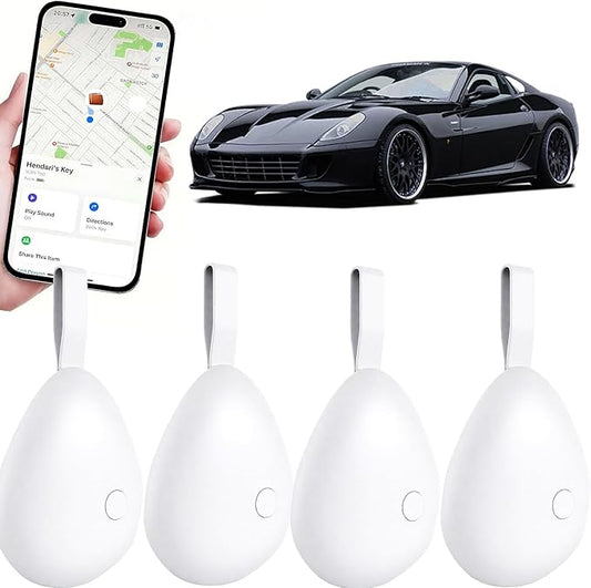 GPS Tracker for Vehicles, Mini Tracking Device for Vehicles, Car Tracker Device Hidden No Subscription Work with Find My (iOS Only), Key Finder, for Kids, Dogs, Luggage, Bag (White, 4 Pack)