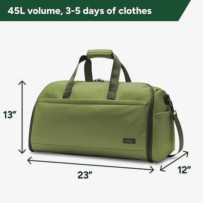 Halfday Convertible 2-in-1 Vegan Leather Premium Garment Duffel Weekender Bag 45L | Carry-On, Wrinkle-Free Travel, Hanging Suit Compartment, Shoe Pockets, Trolley Sleeve, Leaf