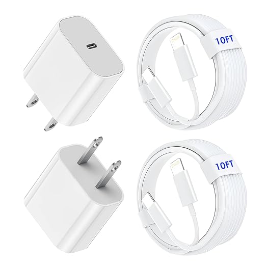 2Pack Fast Charger iPhone [Apple MFi Certified],10FT iPhone Charger Fast Charging USB C to Lightning Cable with 2Pack PD USB C ChargerBlock 10ft i Phone Charger Cord for i Phone 14/13/12/11/X/XS Max/8