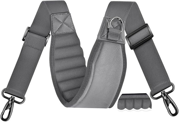 ZINZ 3D Air Cushion 58 inch Strap for Bags with Fixed Ultra-Thick Padded Breathable, Universal Strap with Double Adjustable Buckles and Swivel Hooks for D-ring Bags,Gray