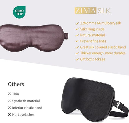 ZIMASILK Adjustable 100% 22 Momme Mulberry Silk Sleep Mask for Sleeping, Filled with Premium Mulberry Silk, Softest & Breathable Eye Sleeping Mask (Plum Wine)