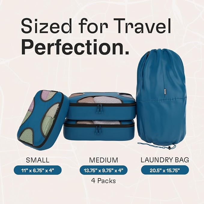 Shacke 6 Set Packing Cubes for Travel - Compression Packing Bags/Travel Organizer - Luggage Organizer Bags for Traveling - Travel Essentials for Women - Cruise Must Haves Packing List