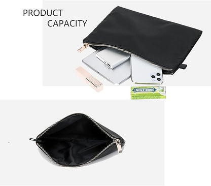 Zipper Pouch Storage Bag Simple and Stylish Women's Cosmetic and Travel Bag (Black-nylon-5)