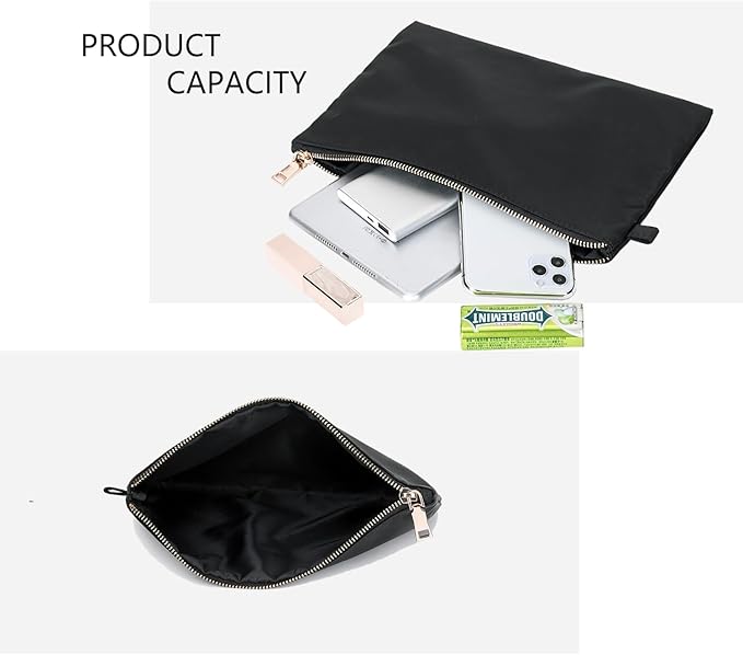 Zipper Pouch Storage Bag Simple and Stylish Women's Cosmetic and Travel Bag (Black-nylon-2)
