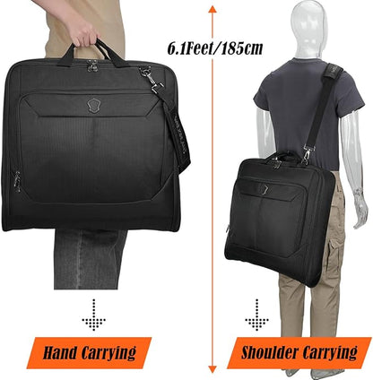 WELKINLAND 3-Suits Garment Bags for Travel W/ 4-Pack Compression Packing Cubes, 30L-Large Carry On Garment Bag for Travel, 15-Pockets Suit Holder Travel Bag, Wrinkle-Free Suit Garment Bag for Men