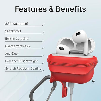 Catalyst Waterproof Case for AirPods 3rd Generation - Wireless and USB-C Charging Compatible AirPods 3rd Generation Case, Drop Protection AirPod Case 3rd Generation One Piece Design with Carabiner