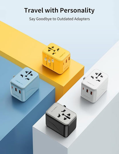 MOMAX Universal Travel Adapter, 20W+18W International Plug Adapter with 2 USB-A Quick Charging & 1 USB C PD Fast Charging,1 AC, All-in-one Wall Charger for USA EU UK AUS JP (Type C/A/G/I)