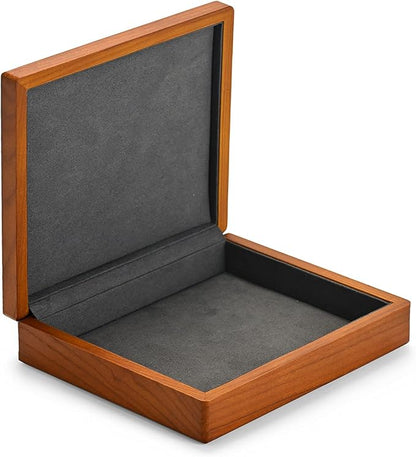 Oirlv Solid Wood Ring Jewelry Box Organizer Earrings Jewelry Drawer Organizer Tray with Lid (Grey Flat Box)
