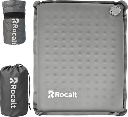 Rocalt Inflatable Seat Cushion,Self-Inflating Memory Foam Stadium Seats Cushion, Portable Air-Foam Bleacher Cushion, Lightweight & Compact Travel Seat Cushion for Camping, Airplane, Car, Sports Events