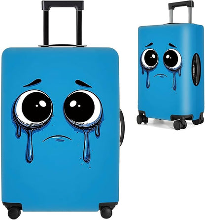 Crying Face Luggage Cover, Washable Funny Cartoon Suitcase Cover, Stretchable Travel Suitcase Protector Anti-scratch Bag Cover,XL